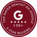 Top rated dentist on Google badge